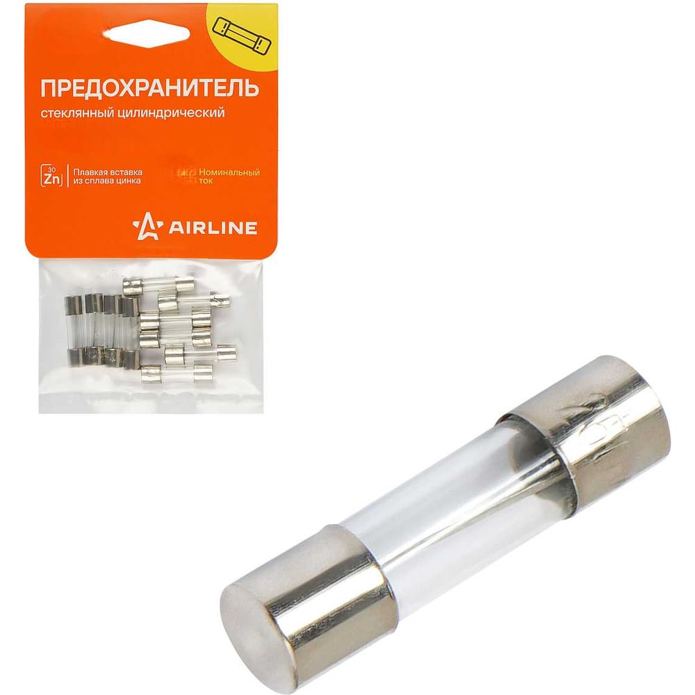 Предохранитель стеклянный цилиндрический AIRLINE 6х30мм, 30А (10 шт.) AFU-M-01