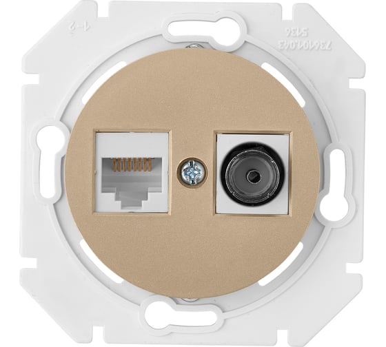 Изображение товара Механизм компьютерной розетки +ТВ Bylectrica скрытая установка, серия ПРОВАНС, ТК-6351 шампань