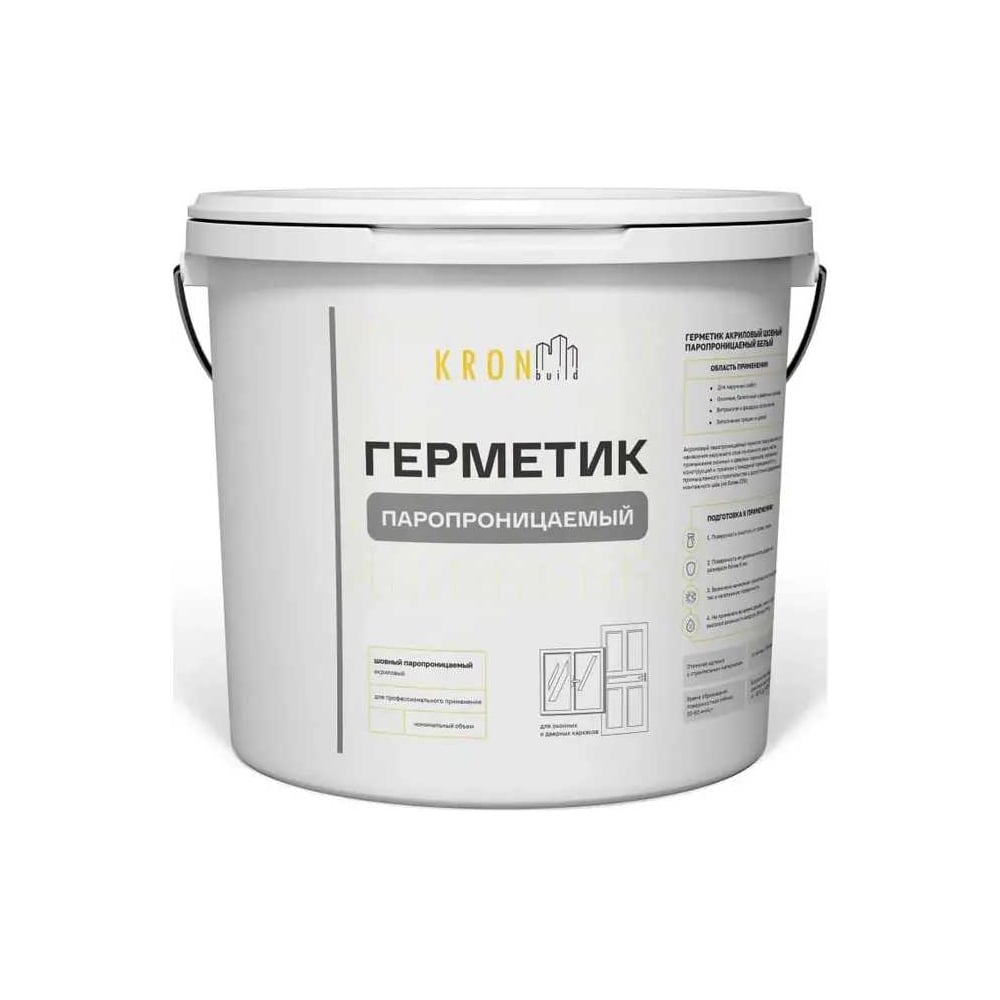 Изображение товара Герметик акриловый шовный паропроницаемый серый 7кг Kronbuild ASG7KG