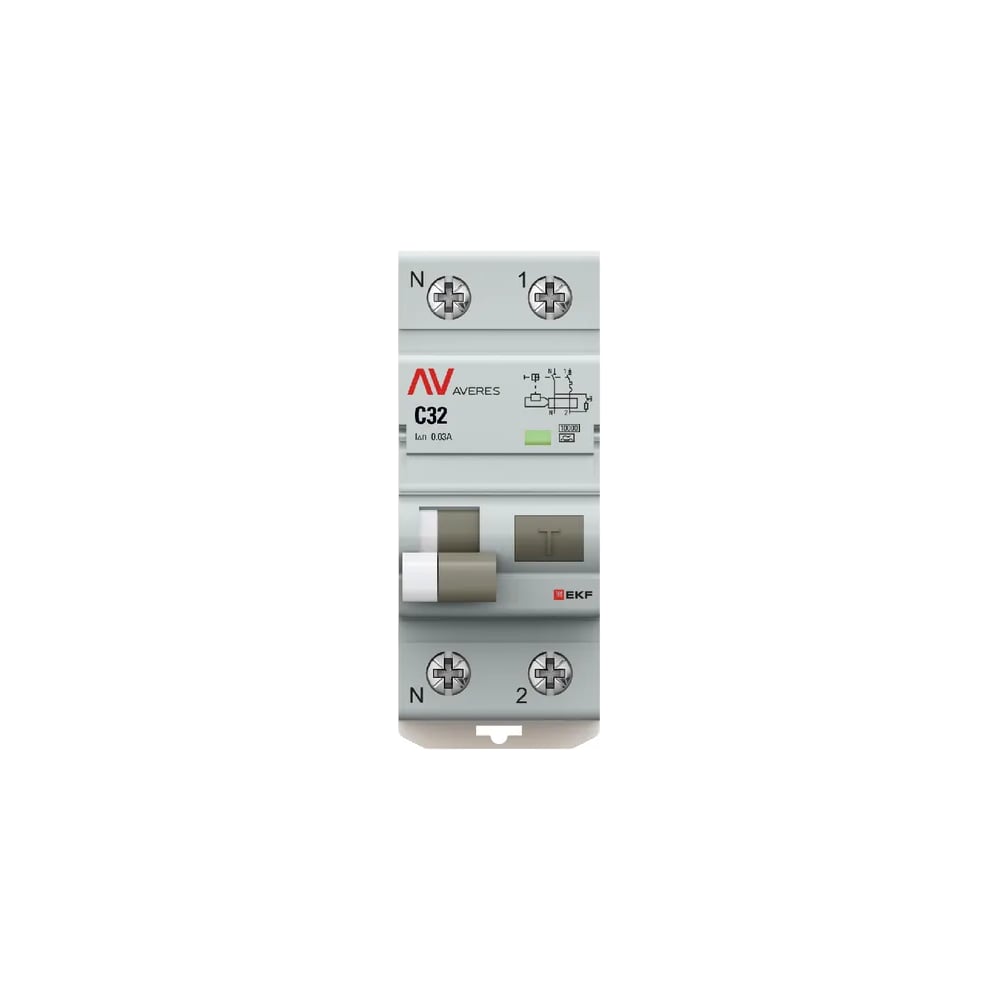 Дифференциальный автомат EKF DVA-10 1P+N 32А (C) 30мА (A) 10кА AVERES rcbo10-1pn-32C-30-a-av