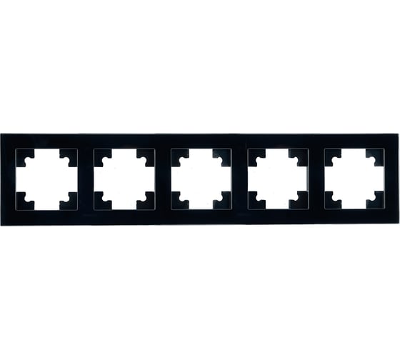 Изображение товара Горизонтальная 5-местная рамка STEKKER серия Катрин, стеклянная, GFR00-7005-05, черный 39641