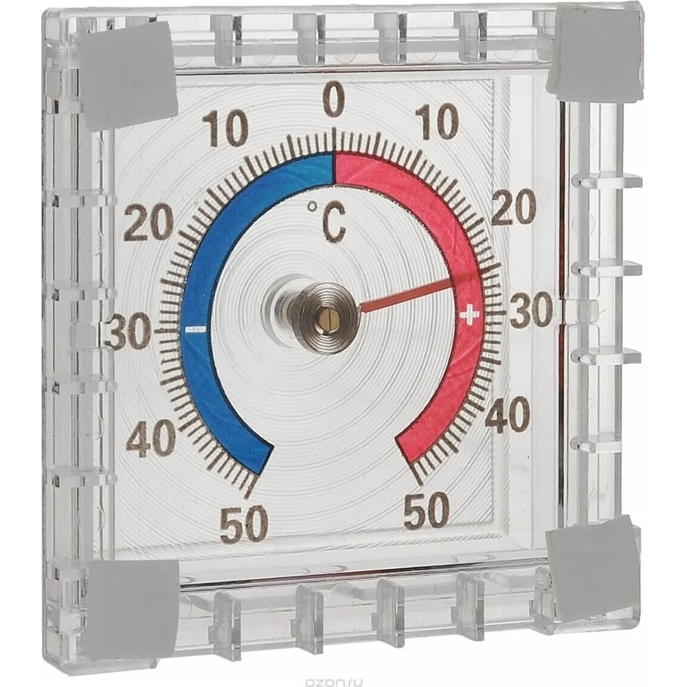 фото Биметаллический квадратный оконный пластиковый термометр добропаровъ