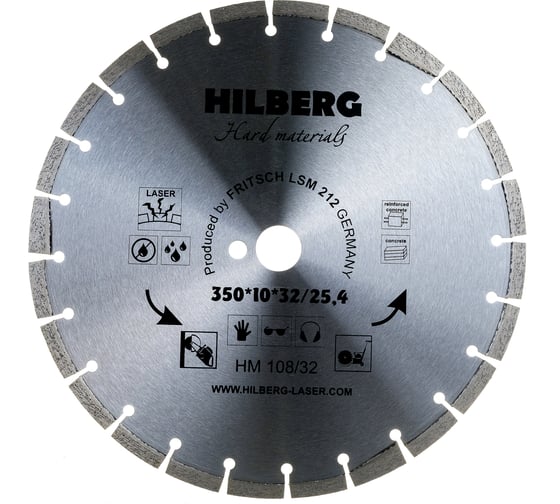 Изображение товара Диск алмазный отрезной Hilberg 350x32/25.4 Hard Materials Laser HM108/32