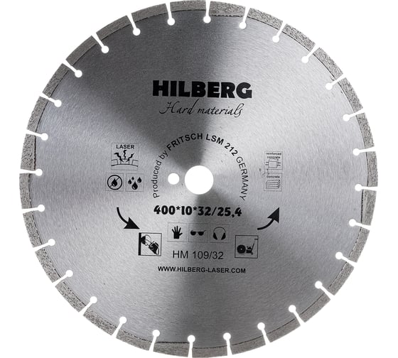 Изображение товара Диск алмазный отрезной Hilberg 400x32/25.4 Hard Materials Laser HM109/32