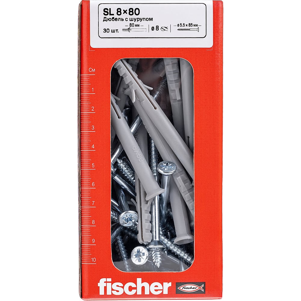 Изображение товара Дюбель Fischer SL 8x80 с шурупом 5,5x85 (30шт.) 12007