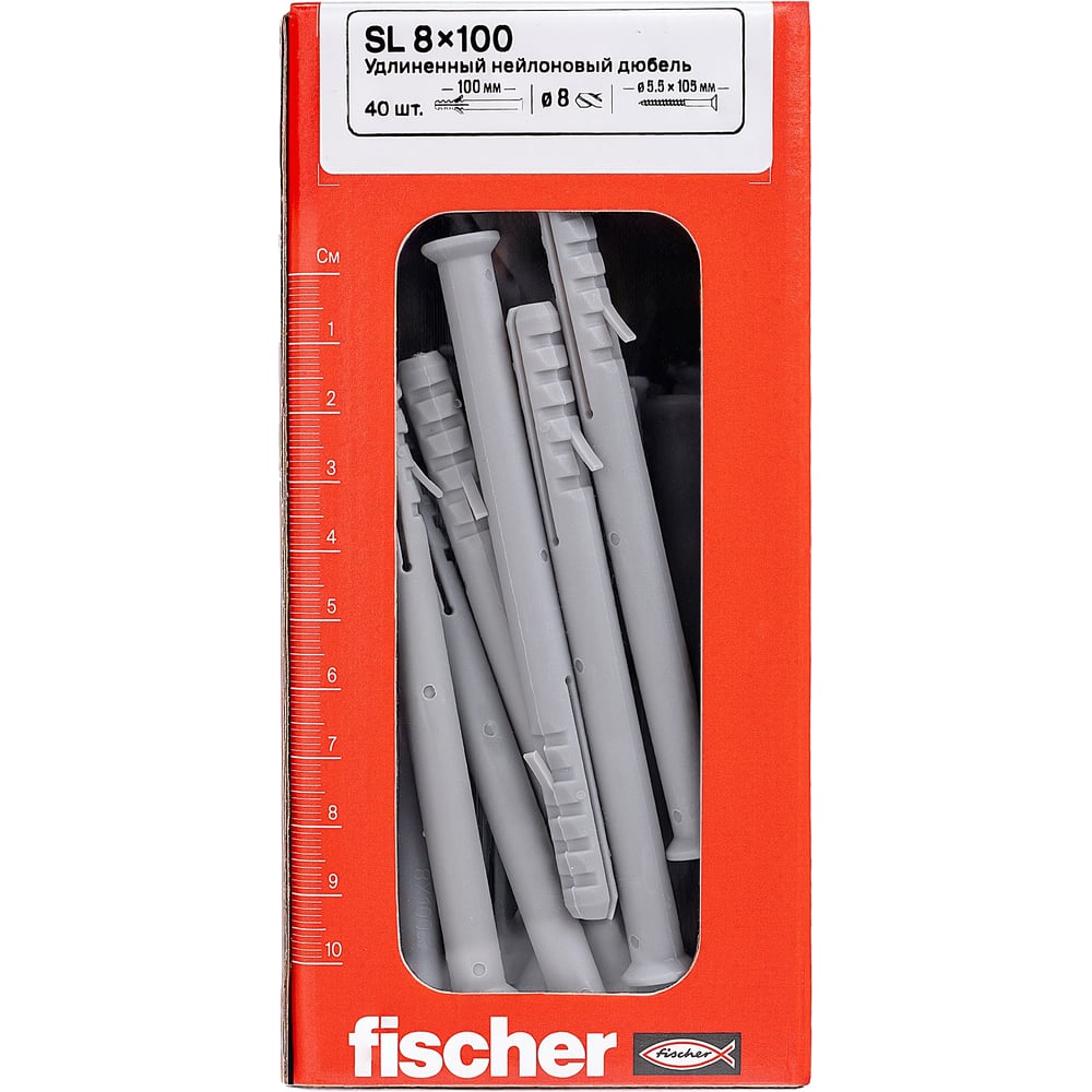 Изображение товара Удлиненный нейлоновый дюбель Fischer SL 8x100 (40шт.) 12003 Изображение товара Удлиненный нейлоновый дюбель Fischer SL 8x100 (40шт.) 12003