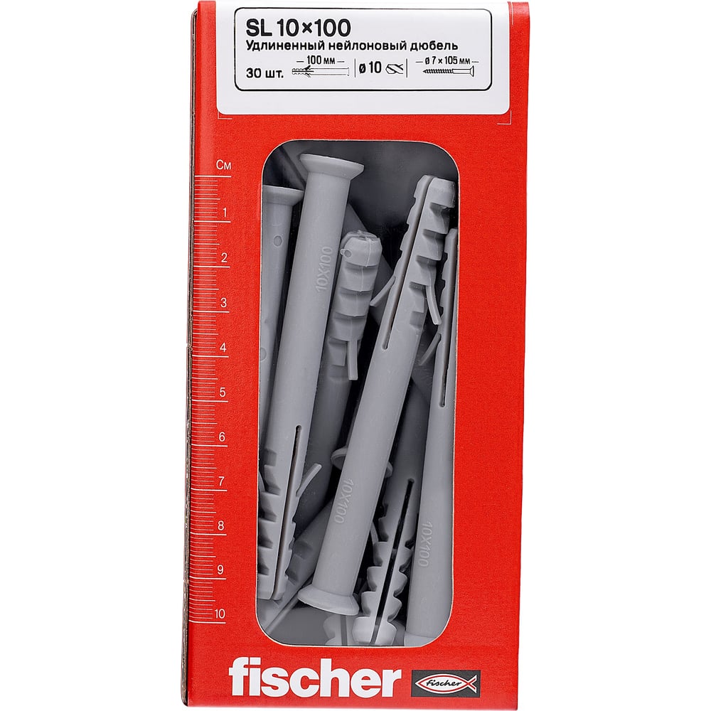Изображение товара Удлиненный нейлоновый дюбель Fischer SL 10x100 (30шт.) 12004 Изображение товара Удлиненный нейлоновый дюбель Fischer SL 10x100 (30шт.) 12004