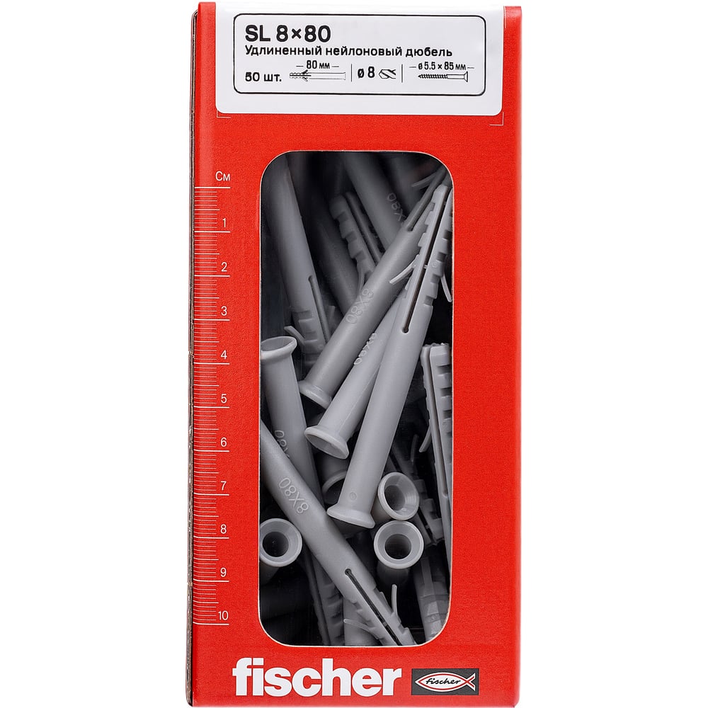 Изображение товара Удлиненный нейлоновый дюбель Fischer SL 8x80 (50шт.) 12002 Изображение товара Удлиненный нейлоновый дюбель Fischer SL 8x80 (50шт.) 12002