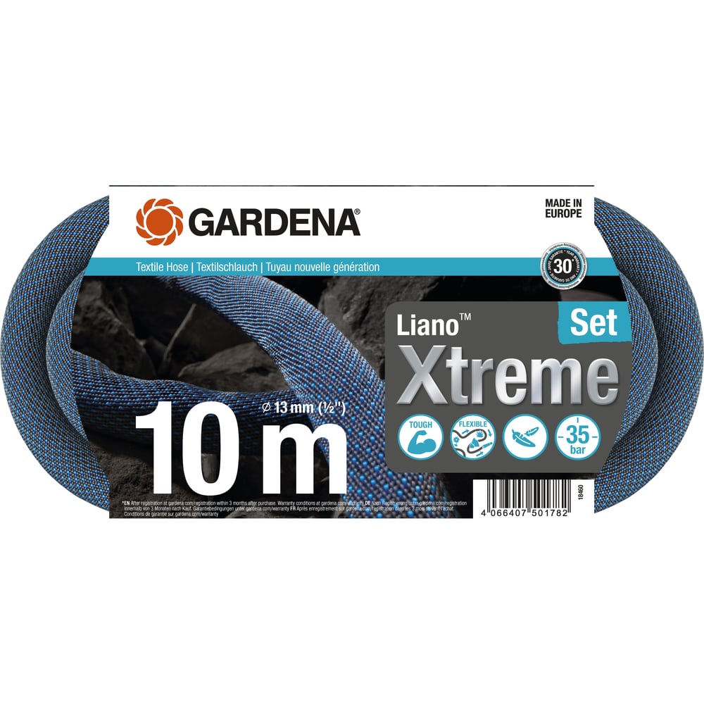 Изображение товара Шланг Gardena Liano Xtreme 10m, Set (1/2) 18460-20.000.00 Изображение товара Шланг Gardena Liano Xtreme 10m, Set (1/2) 18460-20.000.00