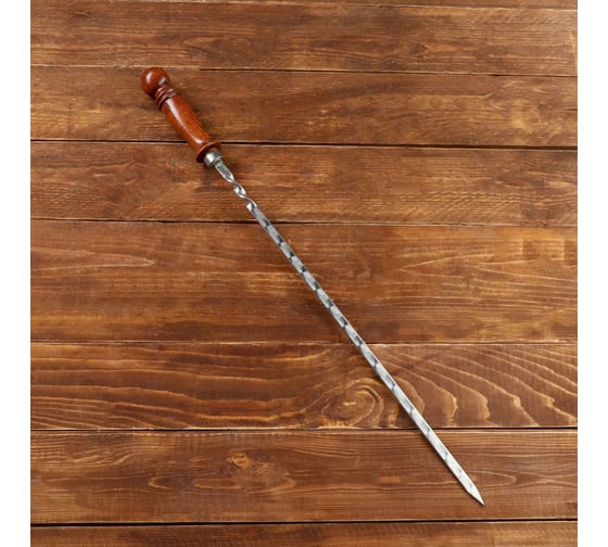 Изображение товара Узбекский шампур для шашлыка с деревянной ручкой и узором СИМАЛЕНД 40 см 3815912