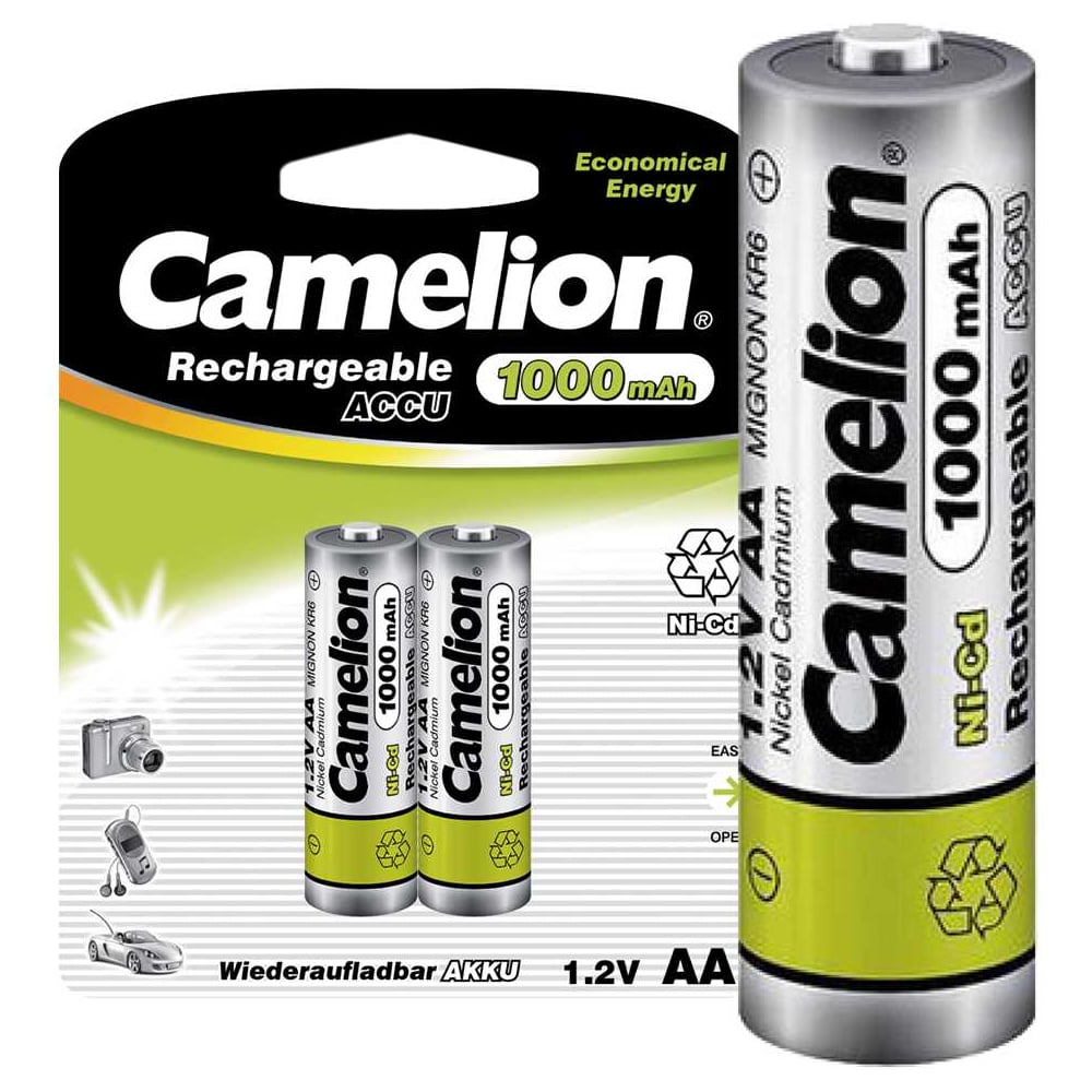 Аккумулятор CAMELION Camelion AA-1000mAh Ni-Cd BL-2 (NC-AA1000BP2 1.2В) 6181