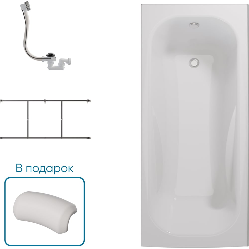 Изображение товара Ванна 1Marka КЛАССИК/CLASSIC 1600x700 А, комплект Стандарт 2 П 01 kla1670 кс2пП