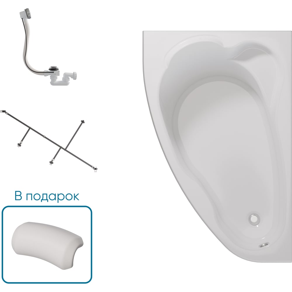 Изображение товара Ванна 1Marka ЛИЛ/LIL 1400x900 L, комплект Стандарт 2 П 01 lil1490л кс2+п