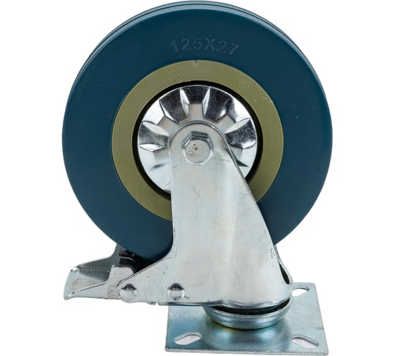 Изображение товара Колесо на площадке поворотное с тормозом 125 мм, ПВХ Левша У8-8833