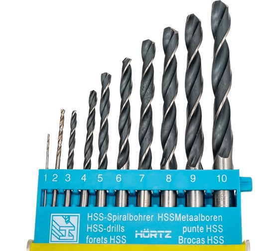Изображение товара Набор сверл по металлу (10 шт; 1-10 мм; Р6М5) HORTZ 133836