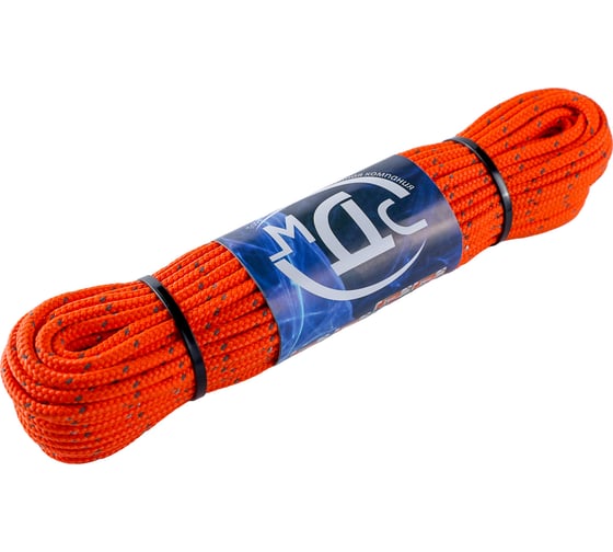 Изображение товара Полипропиленовый плетеный шнур ТОРГОВО-ПРОИЗВОДСТВЕННАЯ КОМПАНИЯ МДС 4 мм 16 прядный с сердечником со светоотражающей нитью 20 м 7930050321776