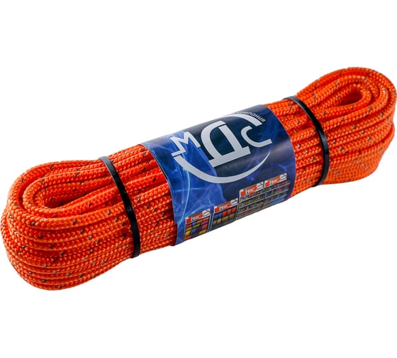 Изображение товара Полипропиленовый плетеный шнур ТОРГОВО-ПРОИЗВОДСТВЕННАЯ КОМПАНИЯ МДС 6 мм 16 прядный с сердечником со светоотражающей нитью 20 м 7930050321790