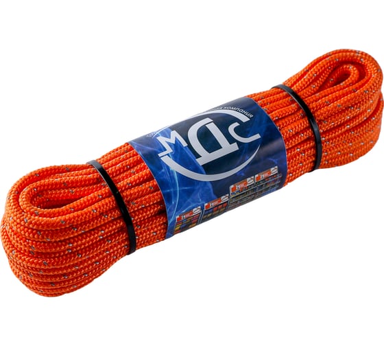 Изображение товара Полипропиленовый плетеный шнур ТОРГОВО-ПРОИЗВОДСТВЕННАЯ КОМПАНИЯ МДС  5 мм 16 прядный с сердечником со светоотражающей нитью 20 м 7930050321783