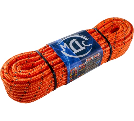 Изображение товара Полипропиленовый плетеный шнур ТОРГОВО-ПРОИЗВОДСТВЕННАЯ КОМПАНИЯ МДС 8 мм 16 прядный с сердечником со светоотражающей нитью 20 м 7930050321806