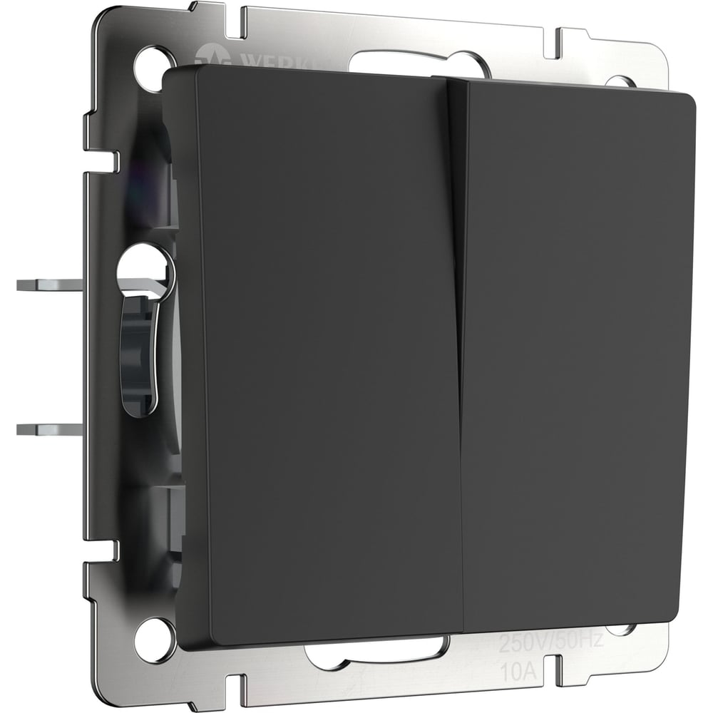Изображение товара Выключатель двухклавишный проходной WERKEL W1122008 черный матовый a051250 Изображение товара Выключатель двухклавишный проходной WERKEL W1122008 черный матовый a051250
