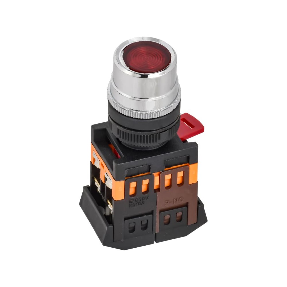 Кнопка GENERICA ABLF-22 красный d22мм неон/240В NO+NC BBT10-ABLF-K04