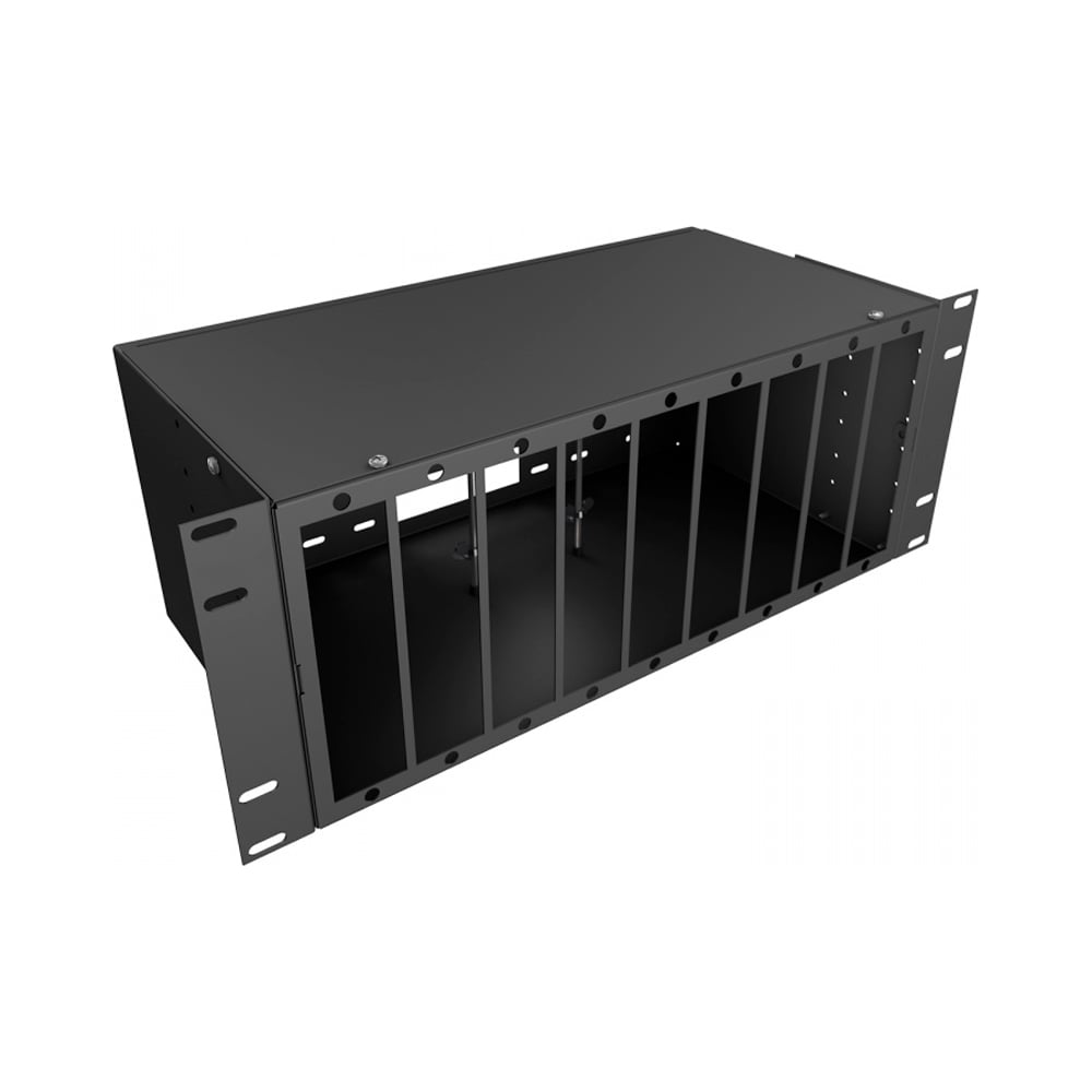 Кросс оптический KOSCAB 19'' укомплектованный 4U, 144 порта SC/UPC, 50/125 мкм ОМ3 (планки, сплайс-кассета 5шт, пигтейлы, КДЗС, адаптеры) черный RAL 9005шт КОС-КС-4U-144-SC/U-503-SP1.5G6AY-BL
