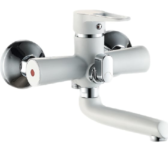 Изображение товара Смеситель для ванны Rainsberg белый, однорычажный, поворотный круглый излив 17 см R0602KF