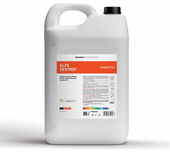 Изображение товара Кислотное пенное моющее средство для уборки после строительства и ремонта CleanBox Professional Alfa DeStroy (Альфа Дестрой) 5л 13395