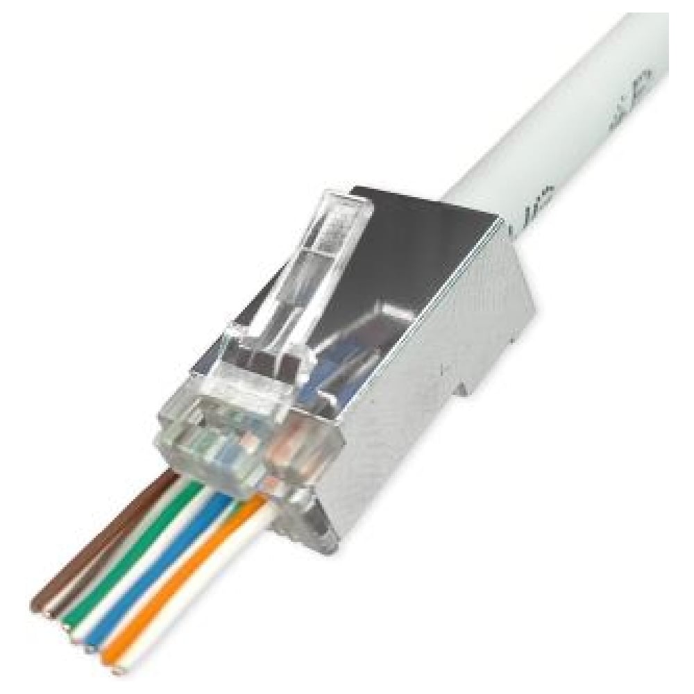 Изображение товара Коннектор Filum FL-PG-SH5E-FC Сat 5e, STP, RJ45(8p8c), 50мкд, универсальный, для одножильного и многожильного кабеля, сквозные отверстия, 100 шт, 00-01293262 Изображение товара Коннектор Filum FL-PG-SH5E-FC Сat 5e, STP, RJ45(8p8c), 50мкд, универсальный, для одножильного и многожильного кабеля, сквозные отверстия, 100 шт, 00-01293262