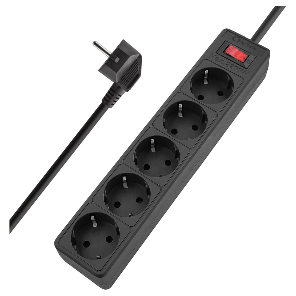 Сетевой фильтр 5bites GARDA 5S / 3*0.75мм2 / 1м / BLACK SP5B-510