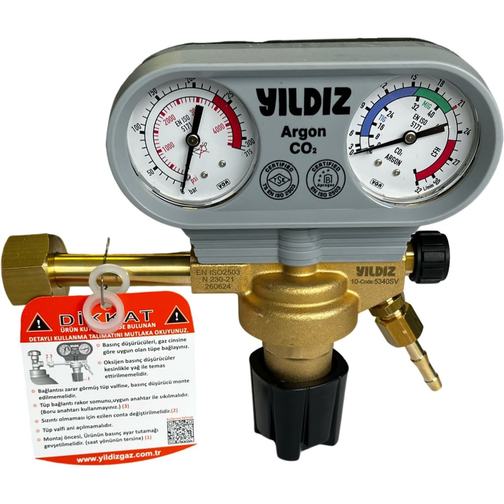 Редуктор YILDIZ Ar/CO2/Mix с дополнительным ветилем GAZ (Турция) 5340SV-RU1