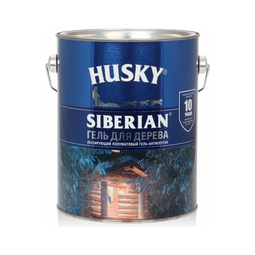 Изображение товара Гель-антисептик для дерева HUSKY SIBERIAN полуматовый каштан 2,7 л для внутренней и наружной отделк