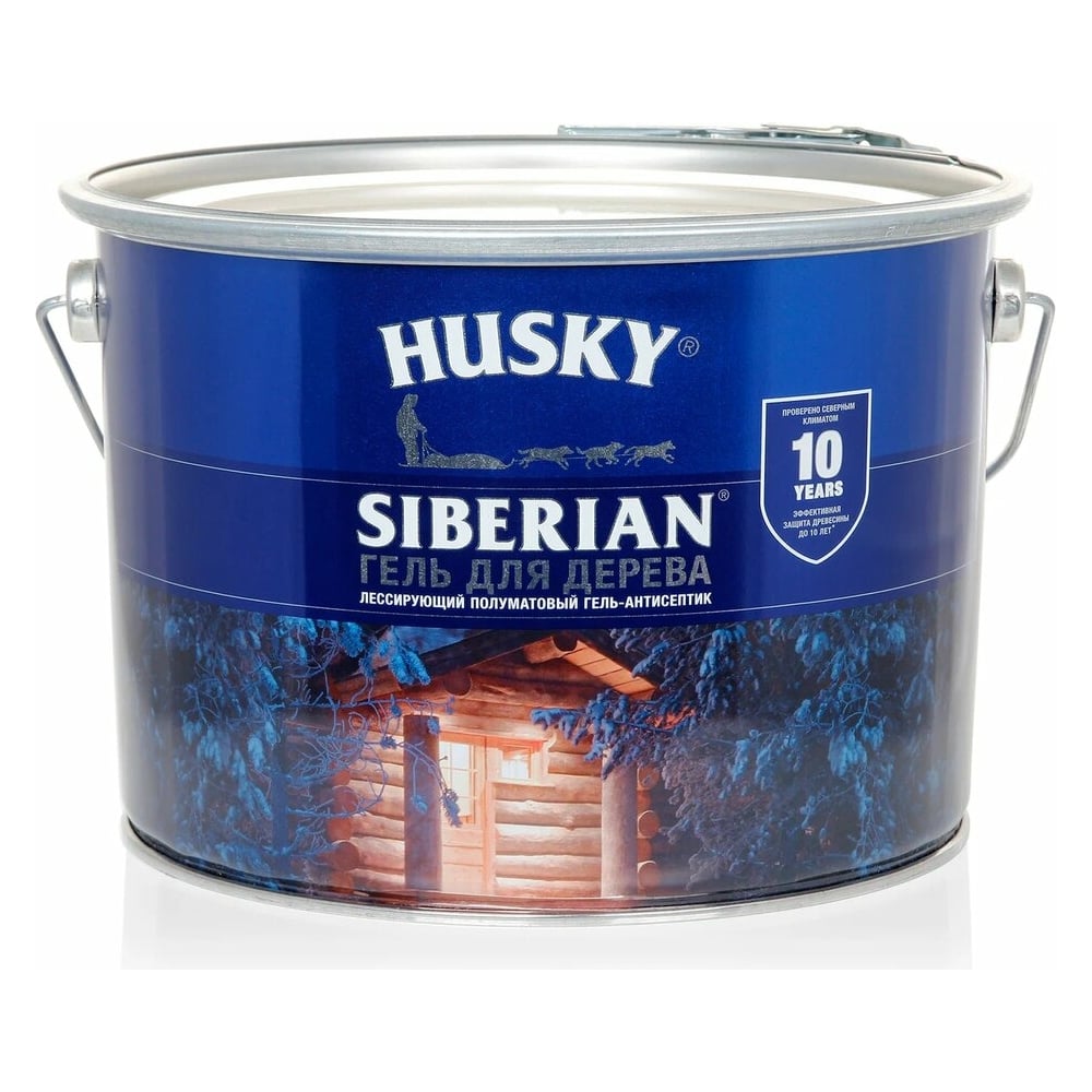 Изображение товара Гель-антисептик для дерева HUSKY SIBERIAN полуматовый тик 9 л