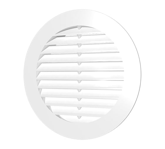 Изображение товара Решетка вентиляционная с фланцем, круглая, неразъемная, наклонные жалюзи A12RK 150 мм РемоКолор 52-0-150