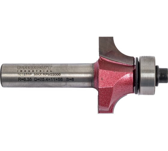 Изображение товара Фреза внутренний радиус (25.4x12.7x56 мм: хв-к 8 мм; Z=2; R=6.35 мм; нижний подшипник) PROCUT 301833P