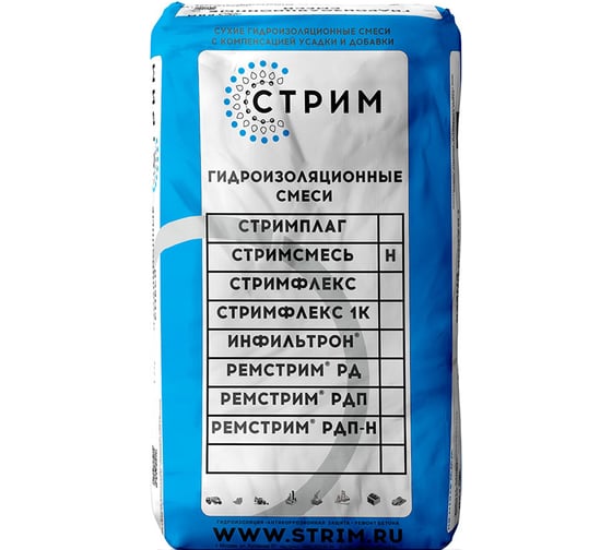Изображение товара Обмазочная гидроизоляция смесь СТРИМ Н 25 кг СТС0000000Н