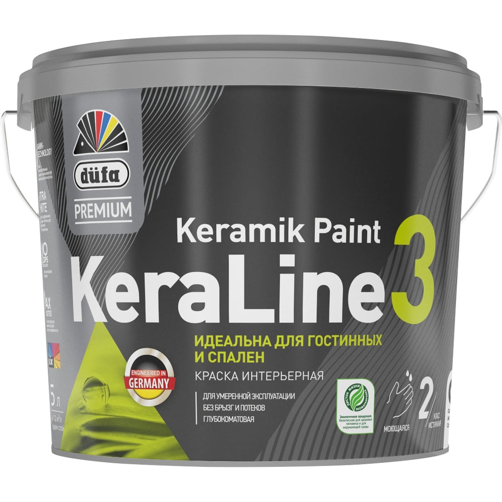 Изображение товара ВД краска Dufa Premium KeraLine 3 база3 5л МП00-015359 Изображение товара ВД краска Dufa Premium KeraLine 3 база3 5л МП00-015359