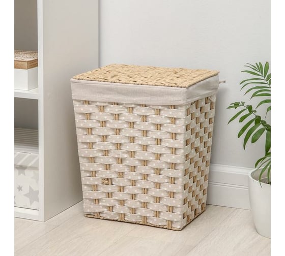 Изображение товара Корзина для белья Доляна Уют плетеная прямоугольная 32x24x41 см 5469841