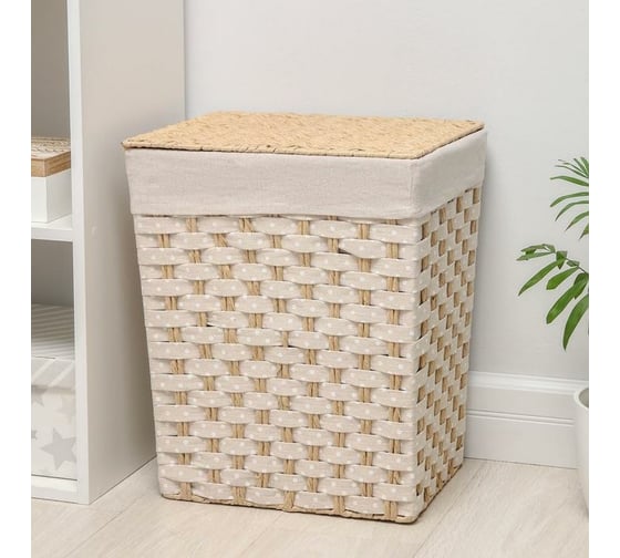 Изображение товара Корзина для белья Доляна Уют плетеная прямоугольная 39x29x48 см 5469842