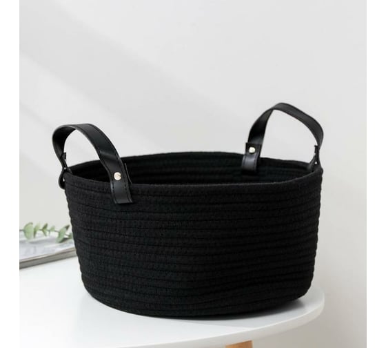 Изображение товара Корзина для хранения Доляна Луиза плетеная 33x33x16 см цвет черный 6882793
