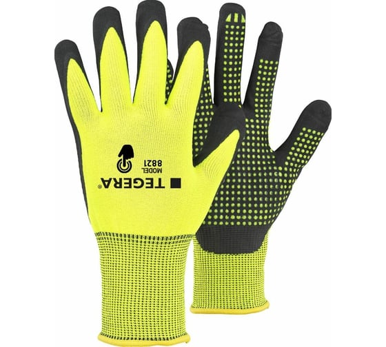 Изображение товара Защитные трикотажные перчатки повышенной видимости с ПВХ-точкой TEGERA 8821-6