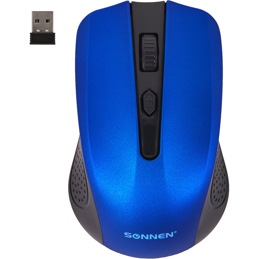 Изображение товара Мышь беспроводная SONNEN V99, USB, 800/1200/1600 dpi, 4 кнопки, оптическая, синяя, 513530
