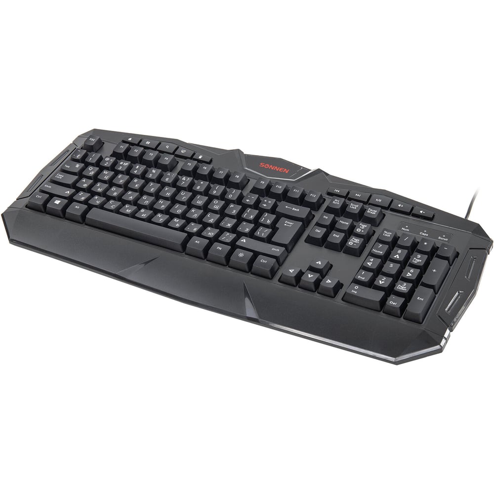 Клавиатура проводная игровая SONNEN Q9M, USB, 104 клавиши+10 мультимедийных; RGB, черная 513511