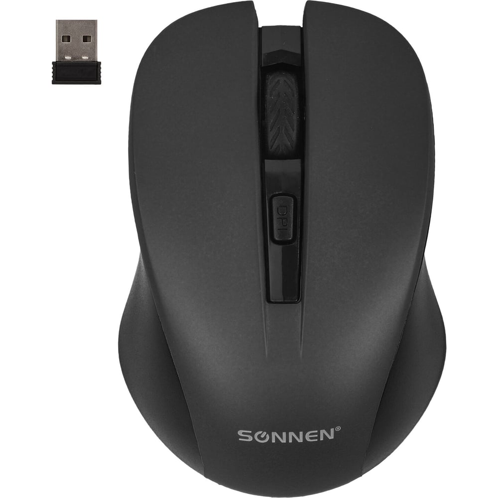 Мышь беспроводная с бесшумным кликом SONNEN V18, USB, 800/1200/1600 dpi, 4 кнопки, черная, 513514