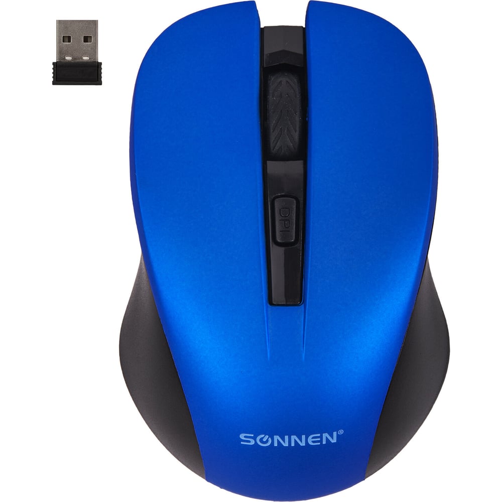 Мышь беспроводная с бесшумным кликом SONNEN V18, USB, 800/1200/1600 dpi, 4 кнопки, синяя, 513515