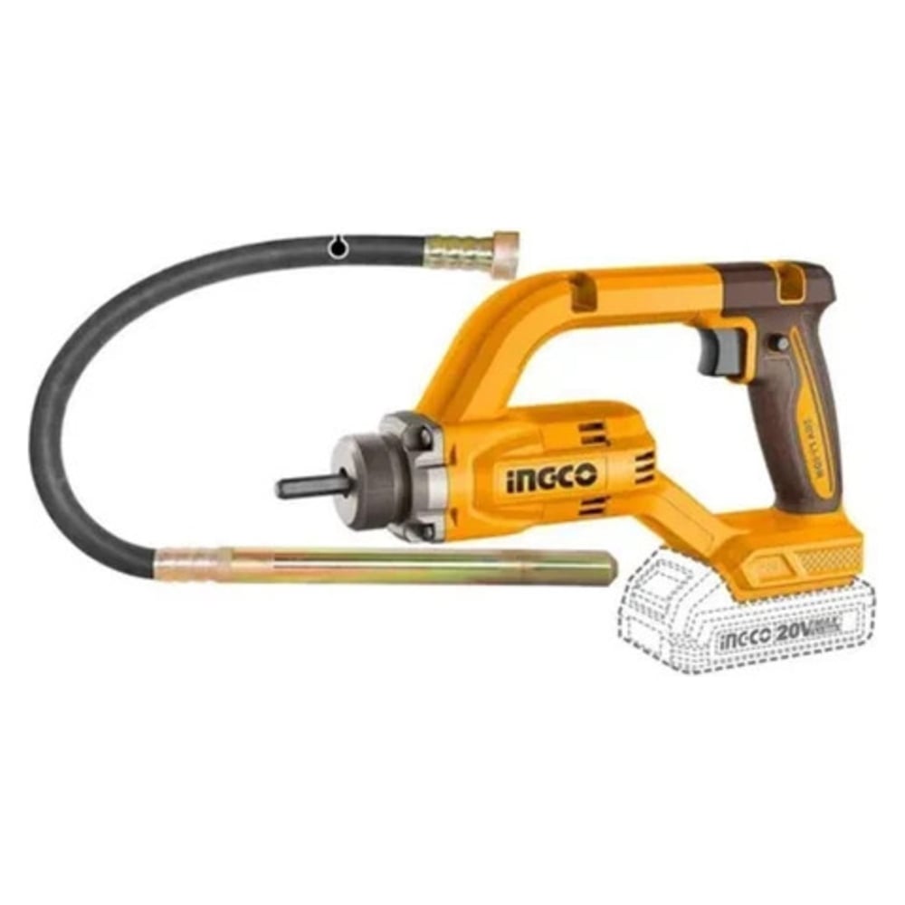 Вибратор для бетона аккумуляторный INGCO STANDARD 20 В, 2500 об/мин, булава 35x1200 мм CCVLI202502