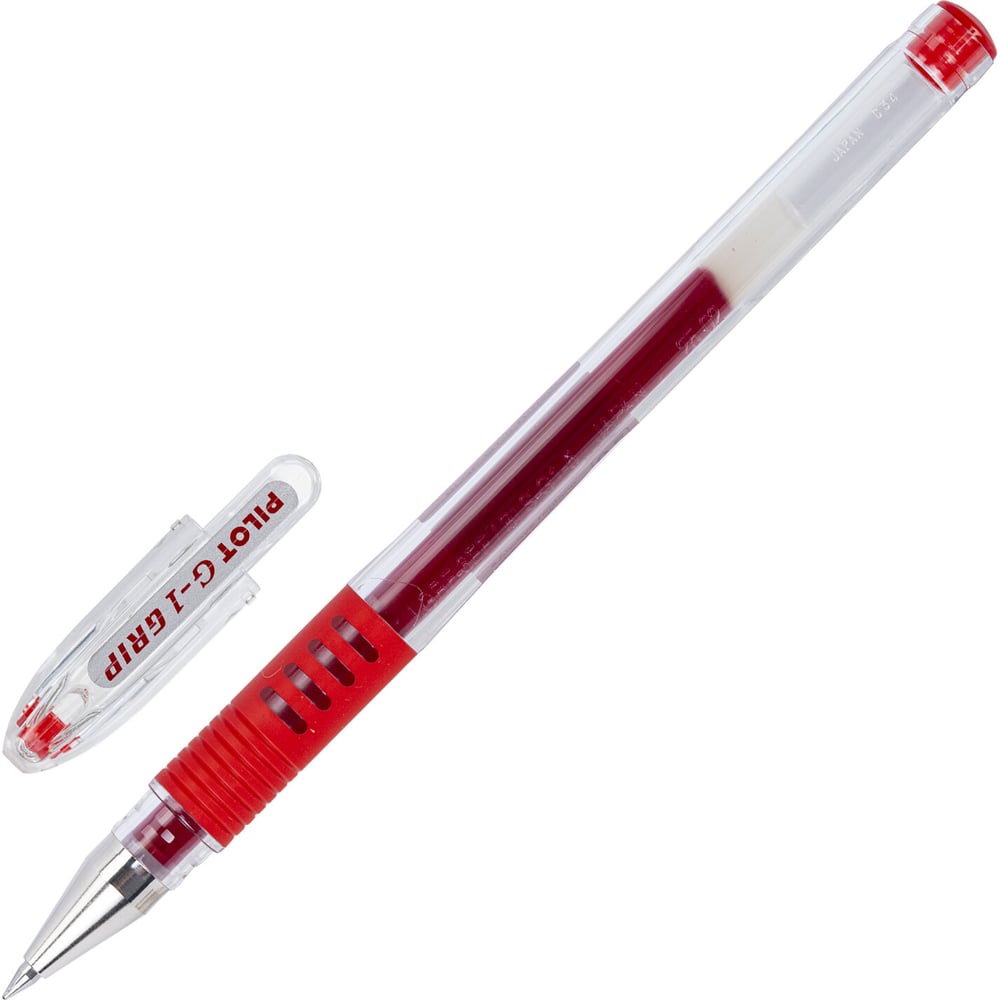 Ручка гелевая PILOT G-1 Grip, КРАСНАЯ, корпус прозрачный, 0,5мм, линия 0,25мм, BLGP-G1-5 R 141844