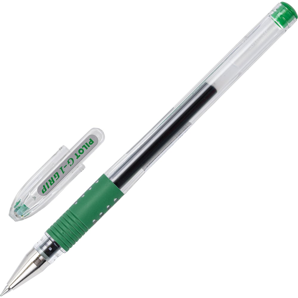 Ручка гелевая PILOT G-1 Grip, ЗЕЛЕНАЯ, корпус прозрачный, 0,5мм, линия 0,25мм, BLGP-G1-5 G 141843
