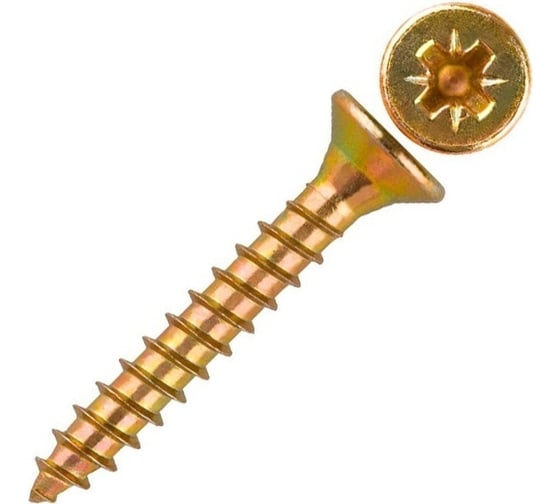 Изображение товара Универсальный саморез КВАДРА 5x20 желтый, потайная голова, цинк, кор. 500 шт. 504020000500