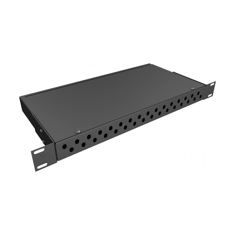 Кросс распределительный KOSCAB Стоечный 1U до 32 портов под SC/LC duplex (сплошная панель, под саморез) RAL 9005 шт КОС-КС-1U-32-00000-SC/2LC(с)-BL